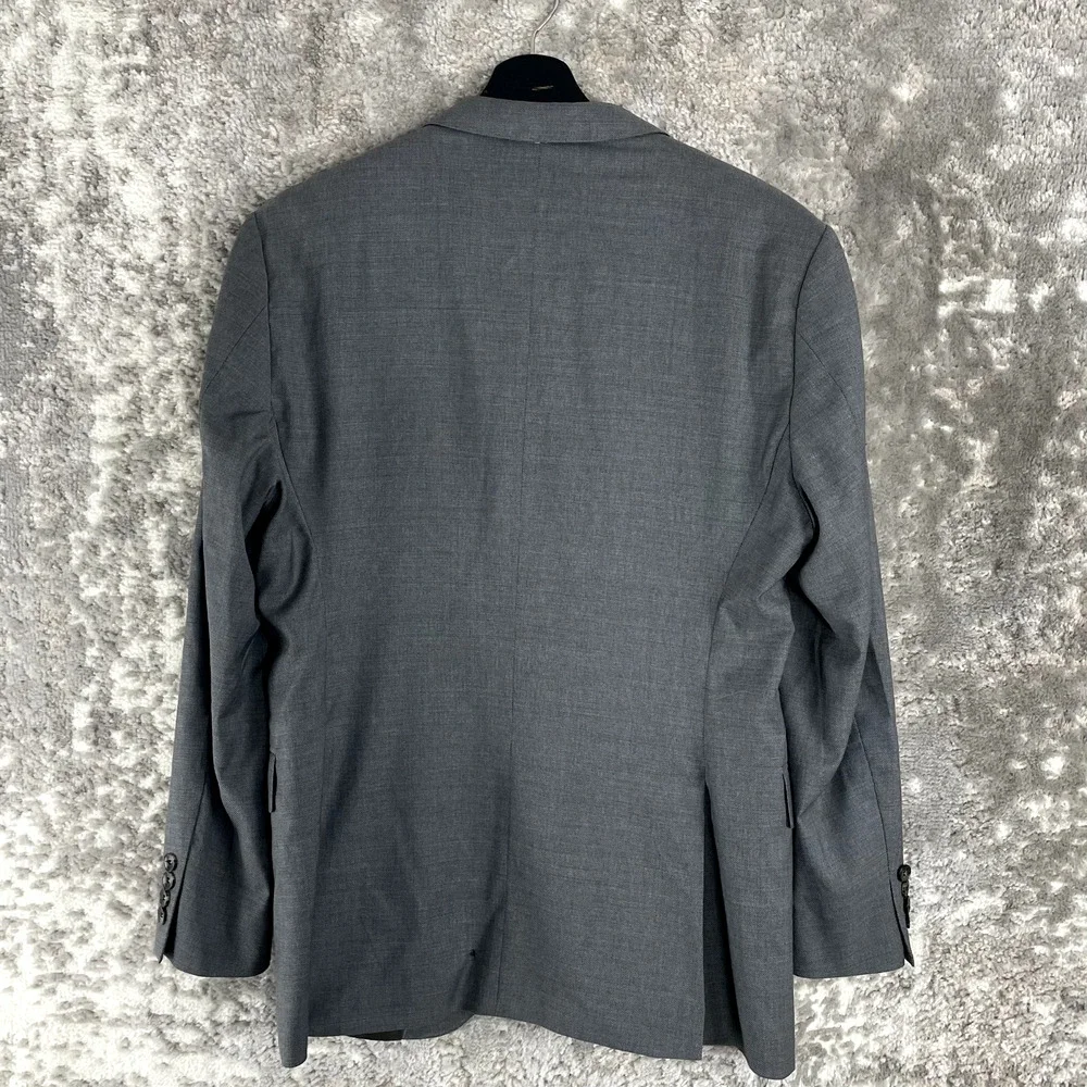 Guabello Sz‎ 40R Super 130 Wool Woven In Italy Career Nocked Blazer Jacket Gray